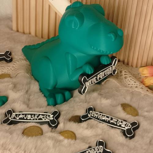 Spardose Dino " Spike" Personalisierbar für Kinder 3D gedruckt
