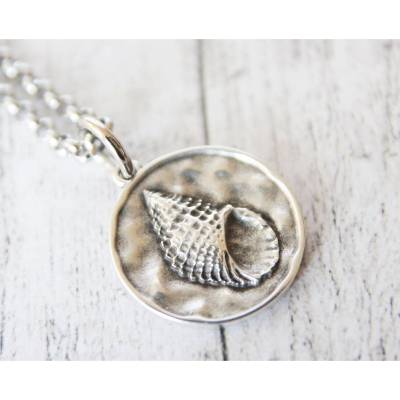 Edelstahlkette Muschel Anhänger versilbert