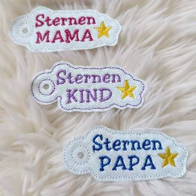 Stickdatei Schlüsselanhänger ITH Set Sternenkind, Mama & Papa – Taschenbaumler & Anhänger von Design-by-Jasmina