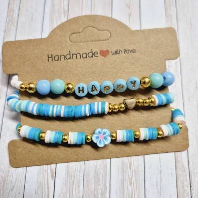 Armband Armbänder Tonperlenarmband Sommerarmband Boho-Armband 3er-Set