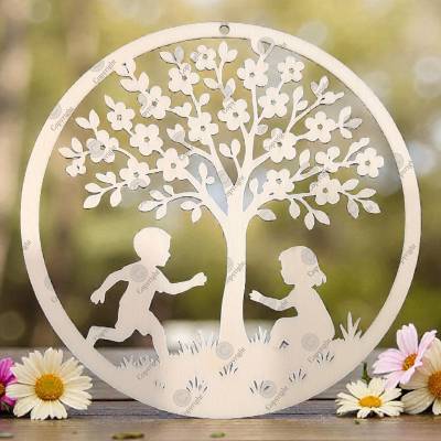 SVG Datei Frühling, Kinder am Baum, Download
