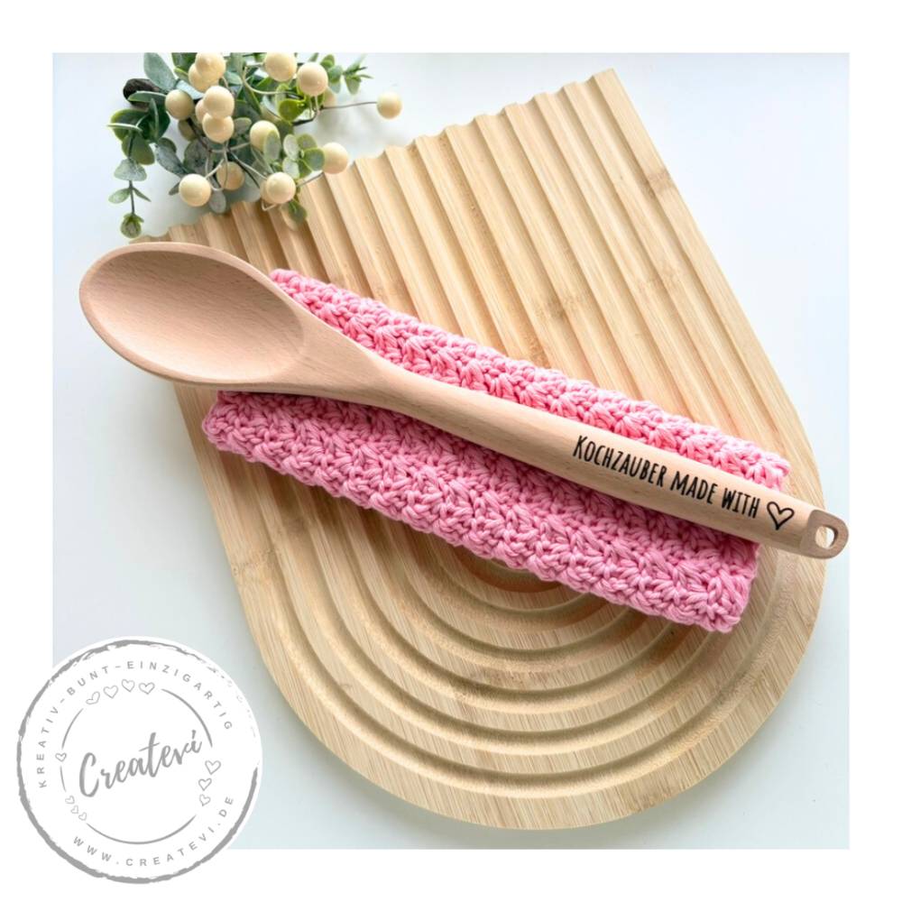 Holz Kochlöffel mit Gravur Kochzauber aus Buche 32 cm – handgemachter Küchenhelfer Geschenkidee Kochen Backen
