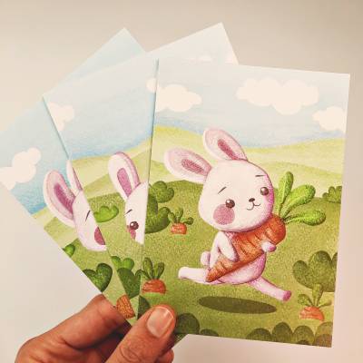 Bunny Postkarten-Set: Illustrierte Osterkarten A6