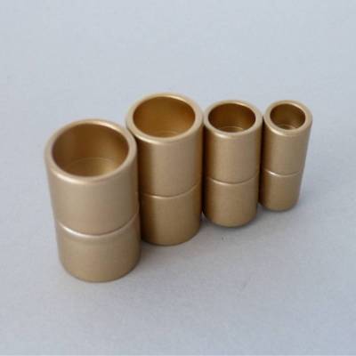 Magnetverschluss gold seidenglanz, Zylinder, Bohrung 6, 8, 10 oder 12 mm, Schmuckverschluß zum Einkleben