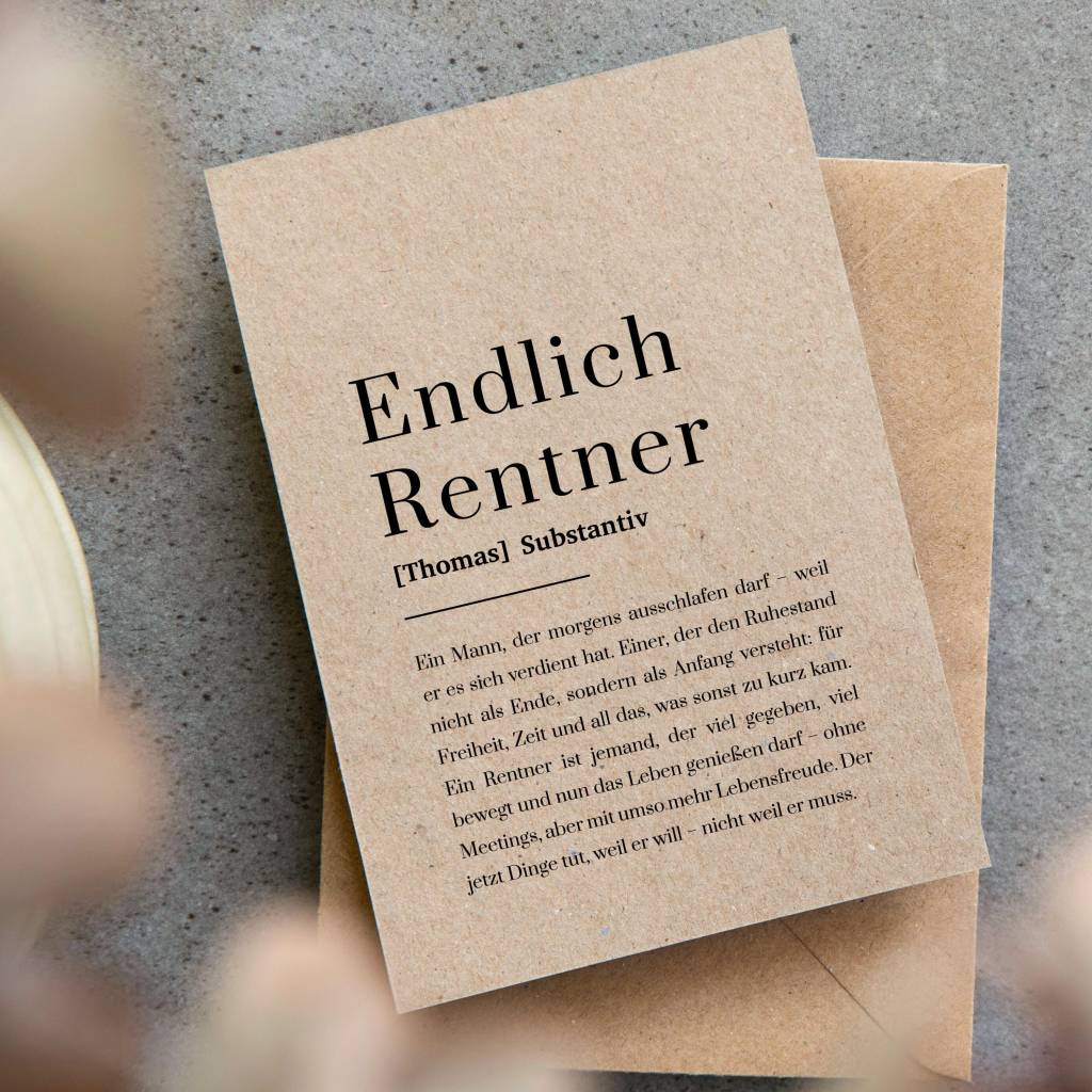 Geschenk zur Rente Mann Kraftpapier personalisiert – Abschied Kollege ...