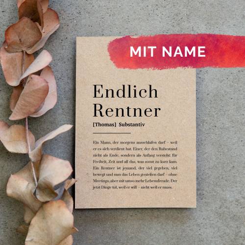Geschenk zur Rente Kraftpapier – personalisierte Karte Abschied Kollege Ruhestand, Endlich Rentner mit Name