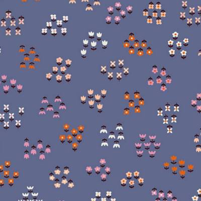 Baumwolle Tarry Town Moda Kleine Blümchen Blau Bunt Reststück 50 x 110 cm