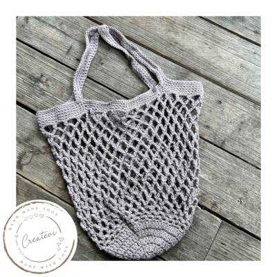 Gehäkeltes Einkaufsnetz Rosa aus Baumwolle – flexible Netztasche Staubrosa für Alltag, Einkauf, Uni und Beruf