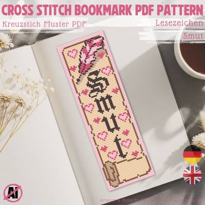 Kreuzstich Vorlage PDF - Lesezeichen - Romantasy - Smut - witzige Stickvorlage