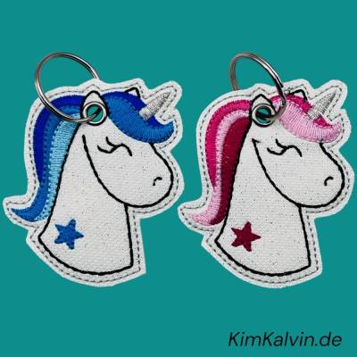 Schlüsselanhänger Einhorn / Gestickt / Taschenbaumler / Stickerei / Besondere Geschenkidee