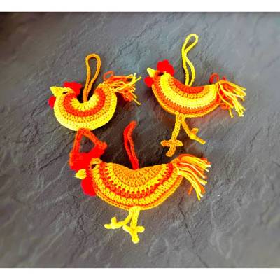 Gehäkeltes Huhn 3 lustige Hühner im Set Osterdeko Frühlingsdeko