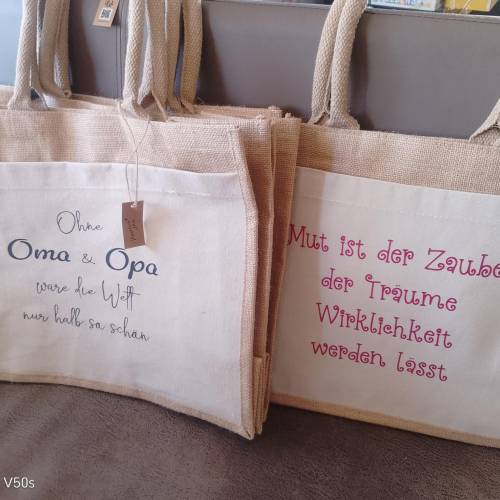 Personalisierte Jutetasche mit Spruch Einkaufstasche mit Wunschtext Shoppingbag nachhaltig & stylisch