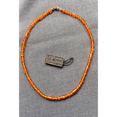 zarte federleichte Bernsteinkette, honigfarbene Kombination aus Perlen und Walzen, Unikat  von Elfe Schmuck Design