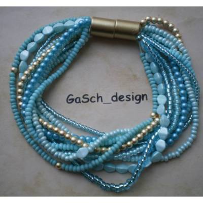 Set * Fädelkette und Armband * Strippenzieher in mint goldfarben
