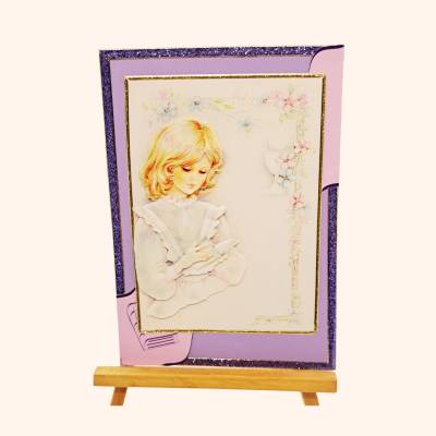 Konfirmationskarte mit 3D-Motiv und Glitterfolie – Old Rosa - Handgefertigt