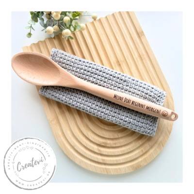 Holz Kochlöffel mit Gravur „Meine Diät beginnt morgen“ Buche 32 cm – witzige Geschenkidee Küche handgemacht