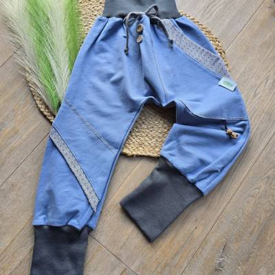 Bio Kinder Pumphose Jungen Mädchen Grau Gr.110/116 – Handgemachte Mitwachshose Unikat aus Bio-Baumwolle