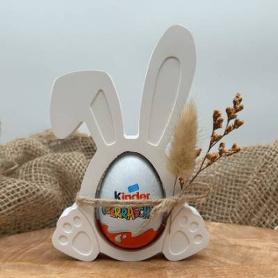 Osterhase mit Ei-Aussparung aus Keramikpulver – moderner Deko Hase mit Pfotendetail
