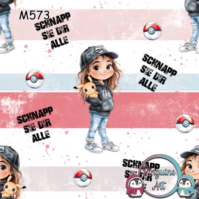 M573 PummelPinguine Exklusiver „Kinder Stoff Mädchen mit Rucksack und Tier Kawaii Abenteuer Stoff Mädchen"