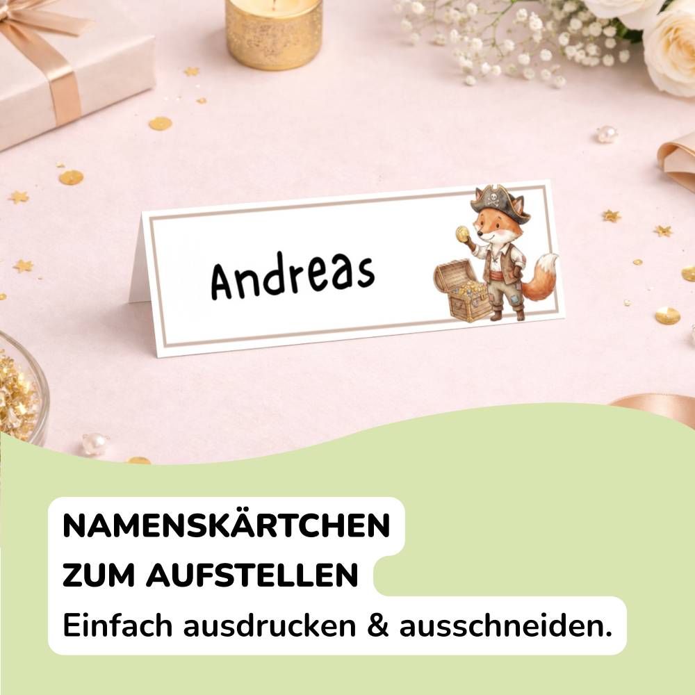 Kindergeburtstag Einladungskarte Pirat Junge | Fuchs Pirat | Canva Vorlage editierbar, WhatsApp, Druck, Urkunde, Namensk Bild 7