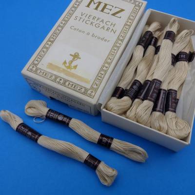 MEZ, Vierfachstickgarn, beige 387, Stärke 12, Docke 20m, Baumwolle, Stickgarn, Hardanger