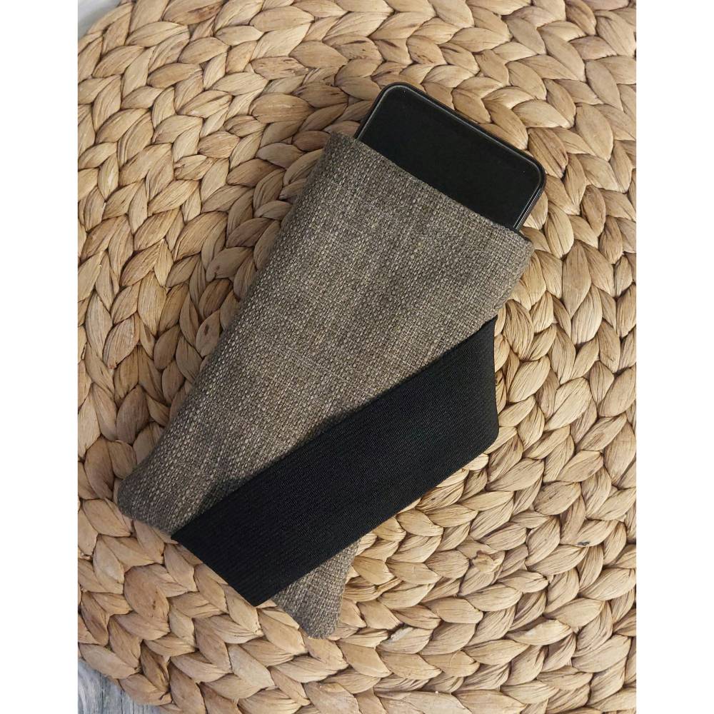 Handyhlle/Handytasche (Farbbeispiel braun) aus Polstercanvas in 36 Farben