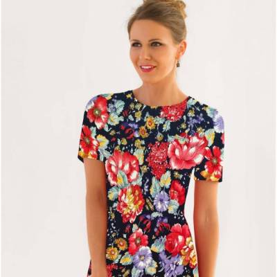 Kleid MIKA Kurz-3/4-oder Langarm und Kleiderlänge nach Wahl black Rose