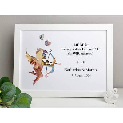 personalisiertes Geldgeschenk zur Hochzeit | zum Jubiläum - Motiv Amor