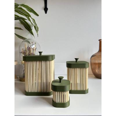 Modernes Bambus Aufbewahrungs-Set 3-teilig – Minimalistische 3D-Druck Boxen mit Magnetverschluss & Wunschfarbe
