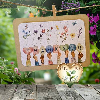 Einpflanzbare Dankeskarte aus Samenpapier Lehrer | Abschied Lehrerin | nachhaltige Grußkarte mit Wildblumen
