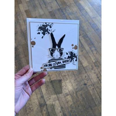 Osterkarte Dude modern Männerkarte lustige Grußkarte Hase 15x15 cm