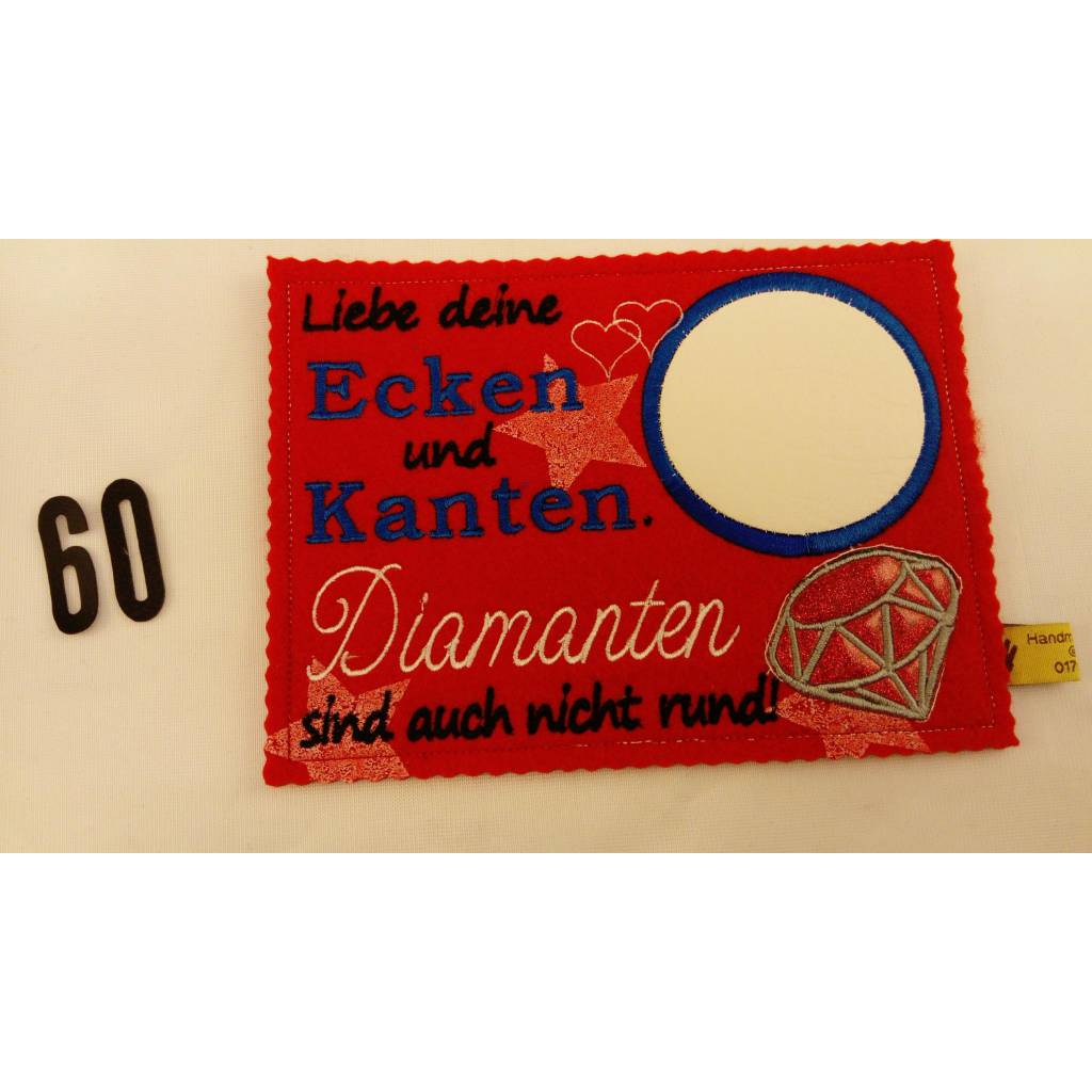 Liebe Diamant Ecken und Kanten Witzig Deko MugRug Tassen Handmade Untersetzer Geschenk Witzig Deko 14 x19 cm