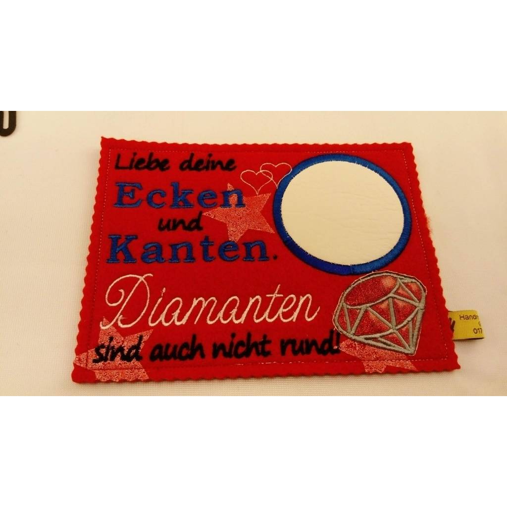 Liebe Diamant Ecken und Kanten Witzig Deko MugRug Tassen Handmade Untersetzer Geschenk Witzig Deko 14 x19 cm