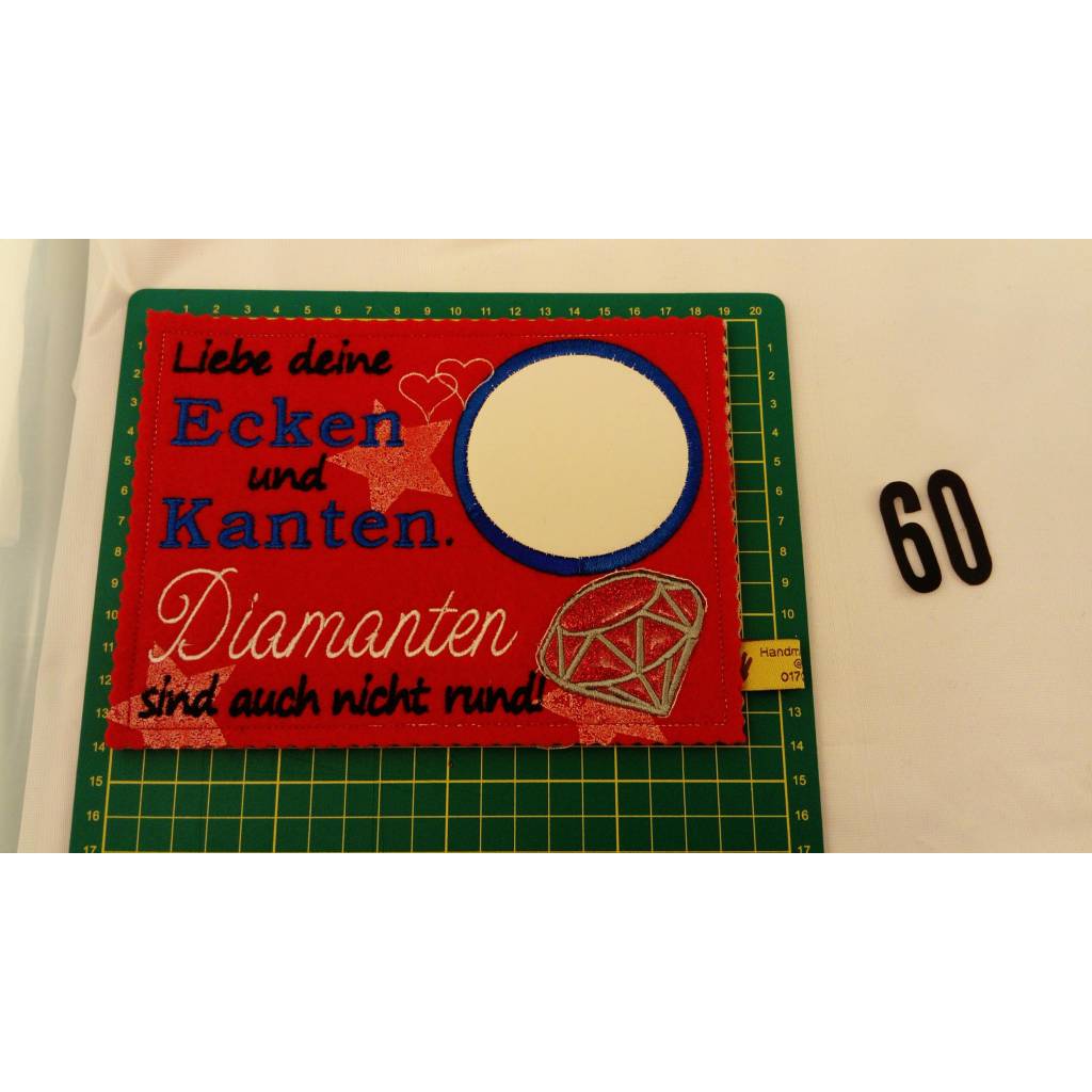 Liebe Diamant Ecken und Kanten Witzig Deko MugRug Tassen Handmade Untersetzer Geschenk Witzig Deko 14 x19 cm