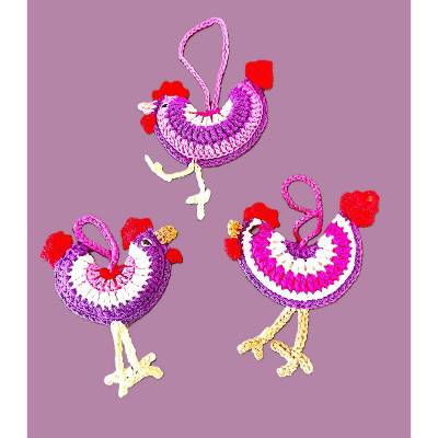 Gehäkelte Osterdeko Huhn im 3 er Set Frühlingsdeko