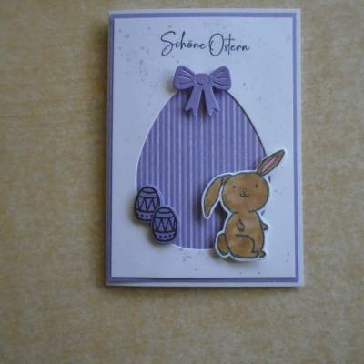Osterkarte  Ostern Grußkarte Osterhase Hase Eier Ostereier Glückwunschkarte