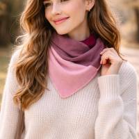 Merino Halstuch Dreieckstuch Schal Rosé, Beere, Bordeaux 100% Merinowolle Upcycling / Geschenk Erwachsene / Geschenk Kin