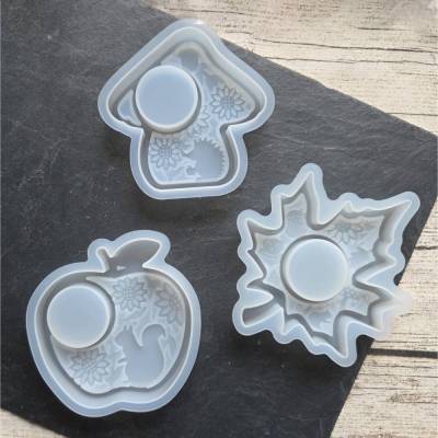 Silikonform für Teelichter ~ Gießform Pilz, Ahornblatt, Apfel ~ Blatt ~ Kerze ~ Raysin Deko Herbst