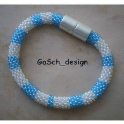 Häkelarmband, gehäkeltes Perlenarmband * Nordsee - Feeling