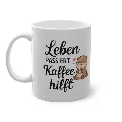 Lustige Kaffee Tasse Otter Spruch Leben passiert Kaffee hilft Geschenk Kaffee Liebhaber süße Tasse