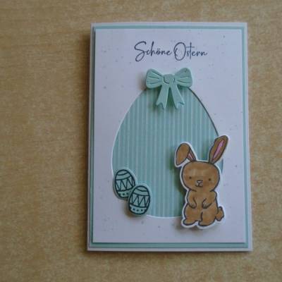 Osterkarte  Ostern Grußkarte Osterhase Hase Eier Ostereier Glückwunschkarte
