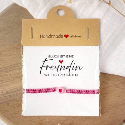 Freundschaftsarmband mit Herz, personalisiertes Makramee Armband für beste Freundin, Geschenkidee für Lieblingsmensch