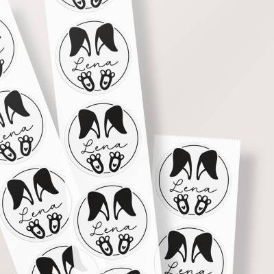 Personalisierte Osteraufkleber *Osterhase* / 10 runde Namenssticker ∅ 50 mm
