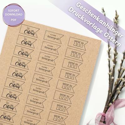 Geschenkanhänger Ostern PDF Druckvorlage – 33 Osteranhänger zum Ausdrucken