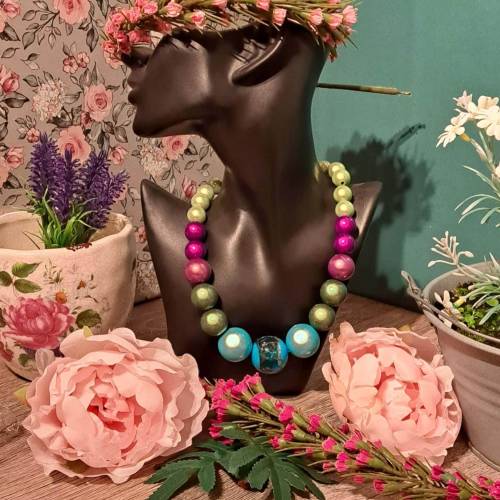 Polaris Perlen Damen Halskette mit Muranoglas Perle & Magnetverschluss – Handgemachter Schmuck, ideales Geschenk