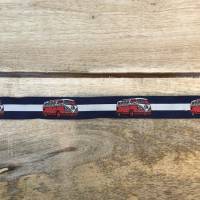 Reststück Länge 84 cm * stylisches Webband mit einem schicken BUS drauf - Farbe: MARINE ROT WEISS * 15 mm breit *