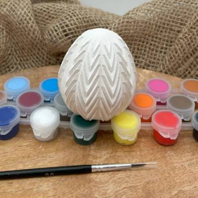 DIY Oster Set Ei zum Bemalen mit Farben & Pinsel – Kreativset aus Keramikpulver