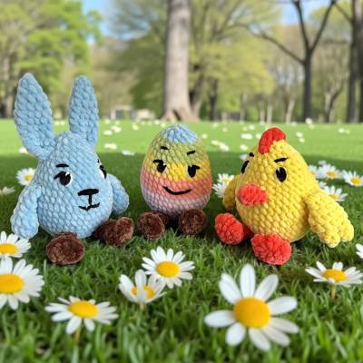 Häkelanleitung Amigurumi Oster-Trio Hase, Küken und Osterei Kuscheltier PDF Anleitung deutsch