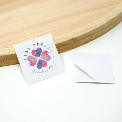 24 Viel Erfolg Aufkleber, Kleeblatt | Du schaffst das Sticker | Aquarell Aufkleber | rund