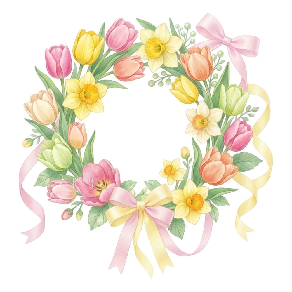 Tulpen Blumenkranz PNG | Frühling Clipart Digital Download